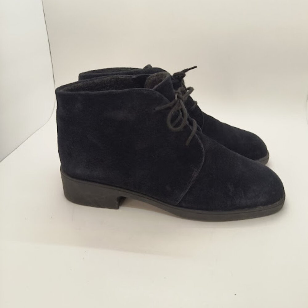 VINTAGE Hush Puppies Mens Chukka Boots Size 10 Black Suede Everyday GUC